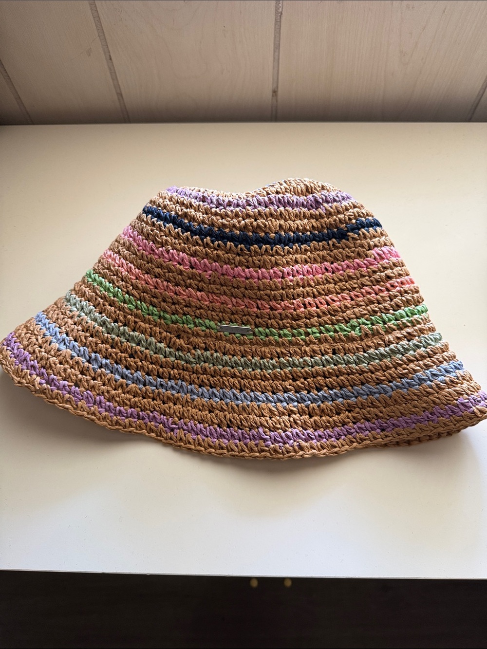 Roxy Candied Peachy Straw Bucket Hat
